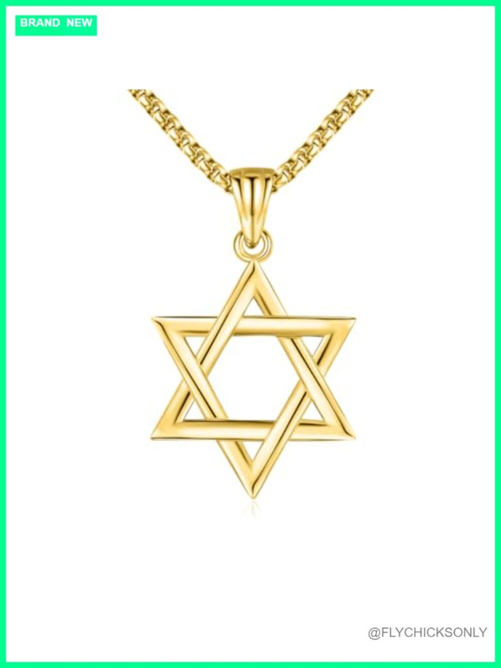 925 Sterling Silver Star of David Pendant Necklace 22 in Rolo Chain